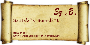 Szilák Bernát névjegykártya